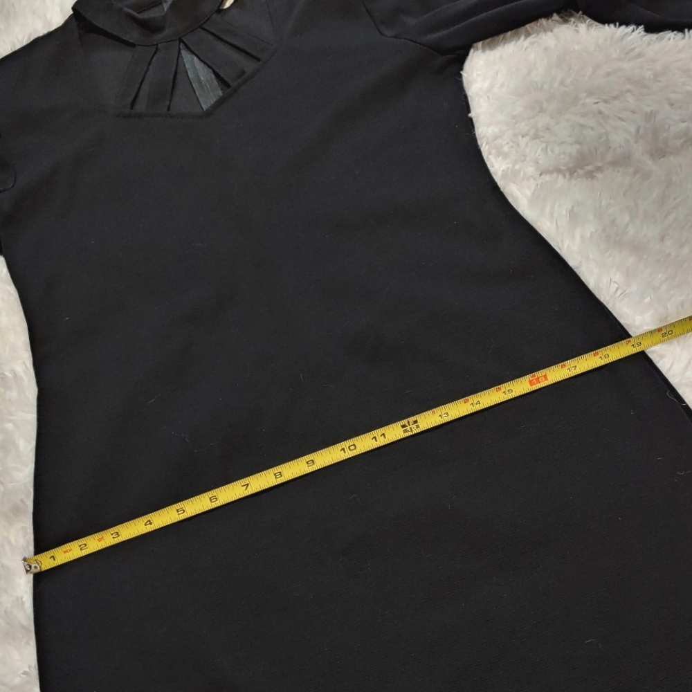 90s Vintage Marnie West Gothic Black Choker Cut Out Neckline Dress 13 - Picture 11 of 12